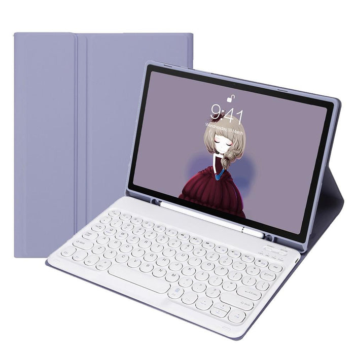 For Samsung Galaxy Tab A8 10.5 2021 Sm-X200 / Sm-X205 Candy Colour Skin Feel Texture Round Keycap Bluetooth Keyboard Leather Case