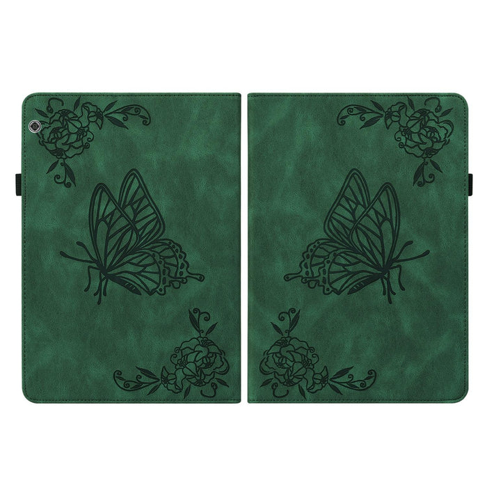 Embossed Leather Tablet Case With Butterfly Flower Design