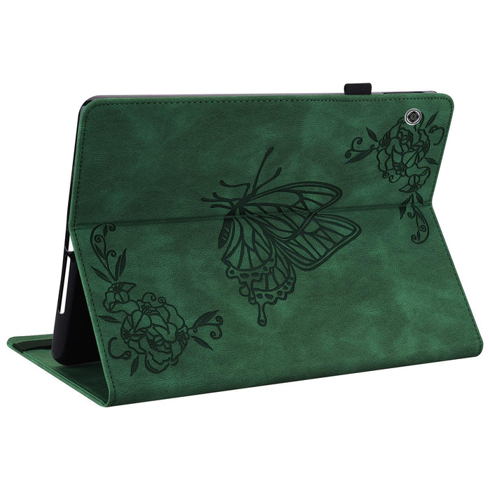 Embossed Leather Tablet Case With Butterfly Flower Design