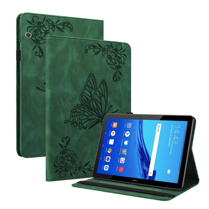 Embossed Leather Tablet Case With Butterfly Flower Design