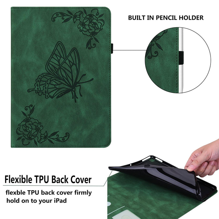 Embossed Leather Tablet Case With Butterfly Flower Design