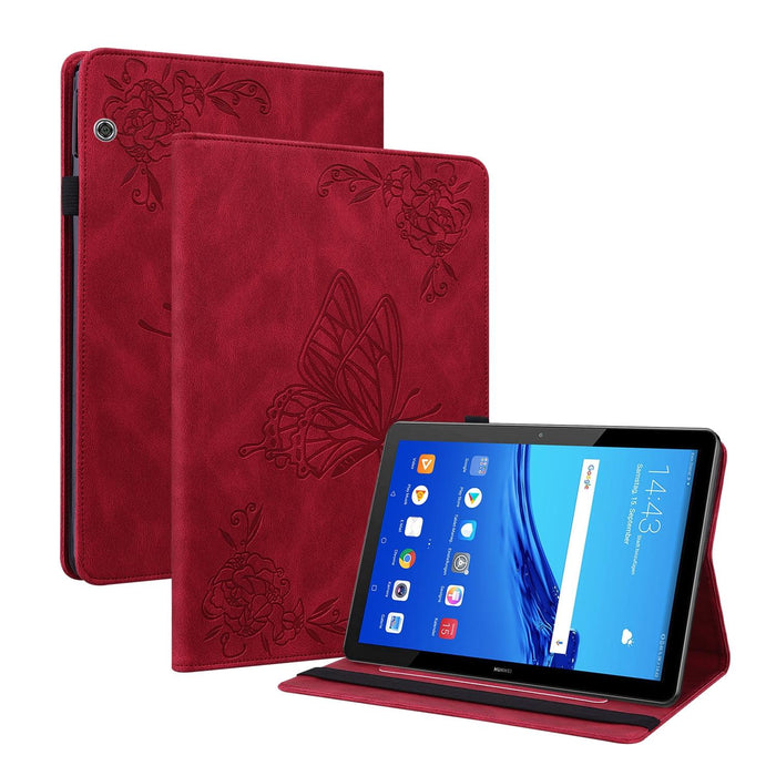 Embossed Leather Tablet Case With Butterfly Flower Design
