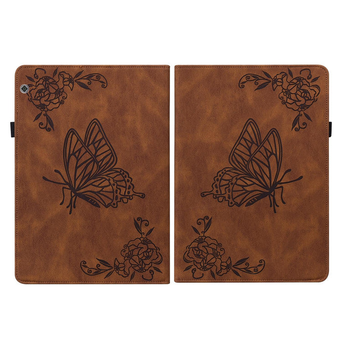 Embossed Leather Tablet Case With Butterfly Flower Design