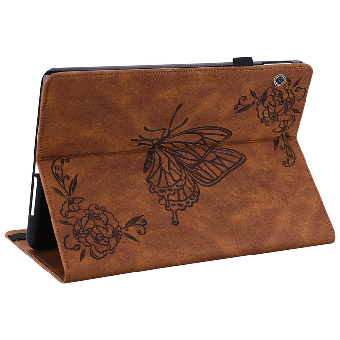 Embossed Leather Tablet Case With Butterfly Flower Design