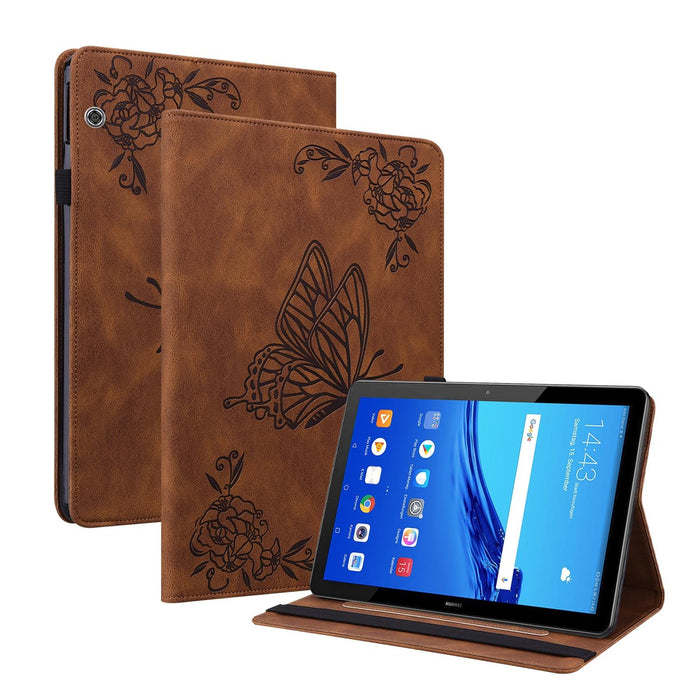 Embossed Leather Tablet Case With Butterfly Flower Design