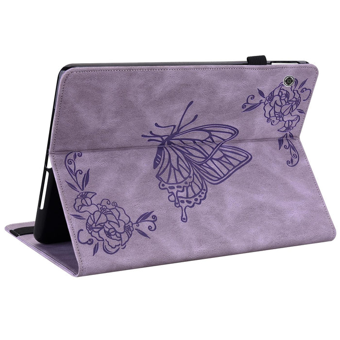 Embossed Leather Tablet Case With Butterfly Flower Design