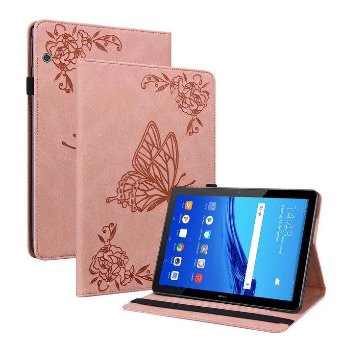 Embossed Leather Tablet Case With Butterfly Flower Design