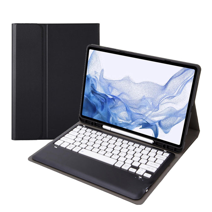 T800B Pen Slot Detachable Bluetooth Keyboard Leather Tablet Case For Samsung Galaxy Tab S8+ / S7+ / S7 Fe