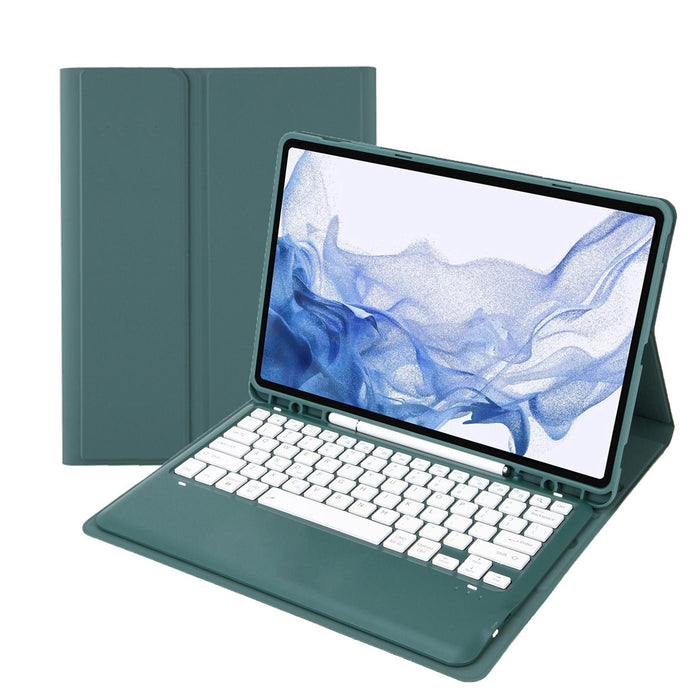 T800B Pen Slot Detachable Bluetooth Keyboard Leather Tablet Case For Samsung Galaxy Tab S8+ / S7+ / S7 Fe