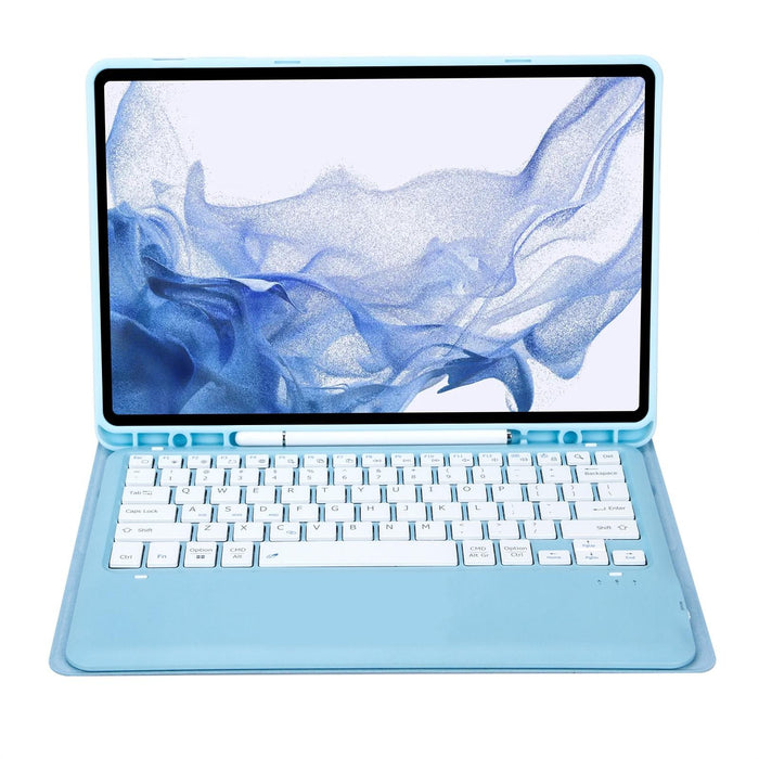 T800B Pen Slot Detachable Bluetooth Keyboard Leather Tablet Case For Samsung Galaxy Tab S8+ / S7+ / S7 Fe