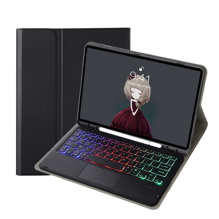 A610B-As Lambskin Texture Backlight Bluetooth Keyboard Leather Tablet Case