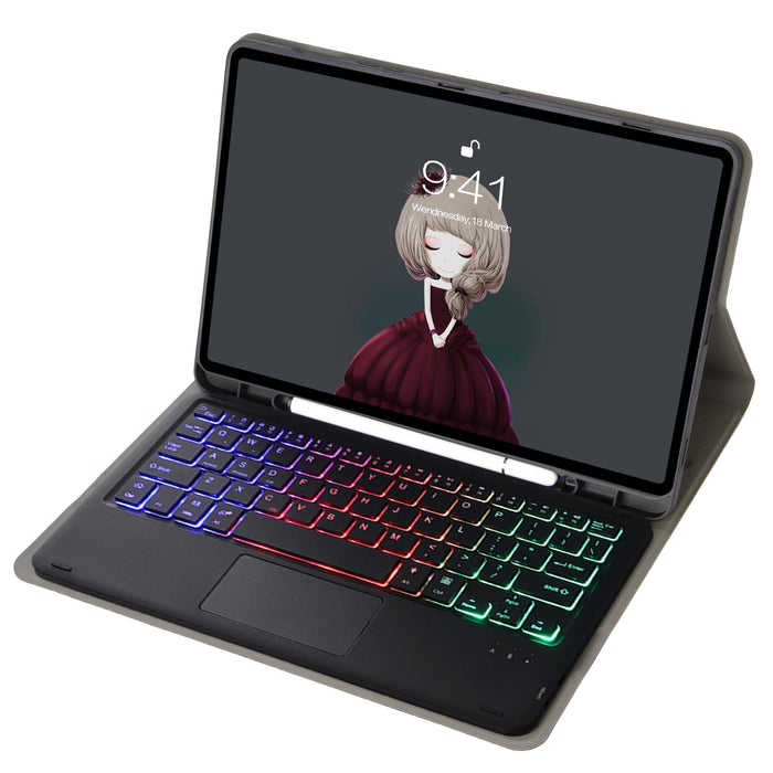 A610B-As Lambskin Texture Backlight Bluetooth Keyboard Leather Tablet Case