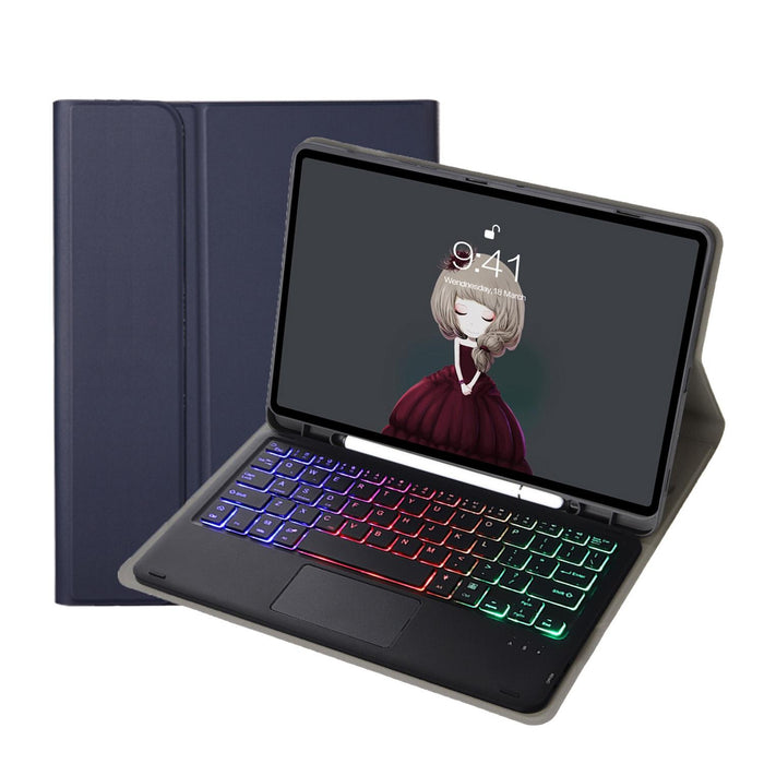 A610B-As Lambskin Texture Backlight Bluetooth Keyboard Leather Tablet Case