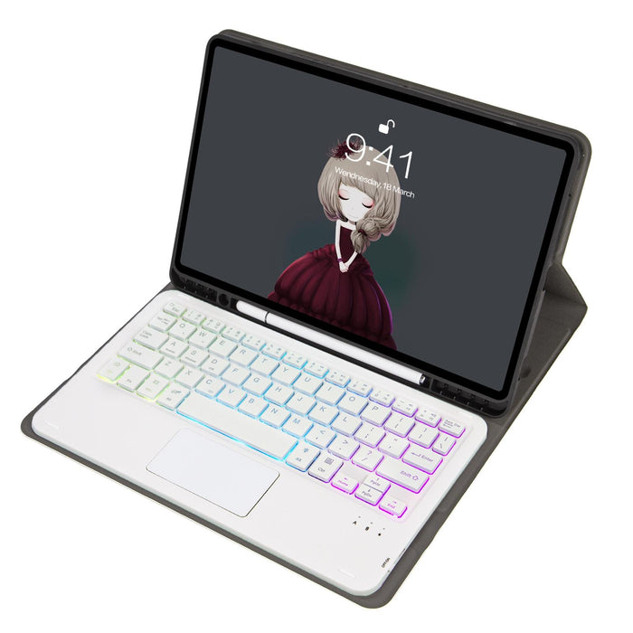 A610B-As Lambskin Texture Backlight Bluetooth Keyboard Leather Tablet Case