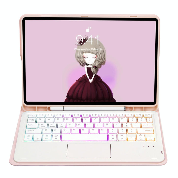 Candy Colour Backlight Bluetooth Keyboard Leather Tablet Case