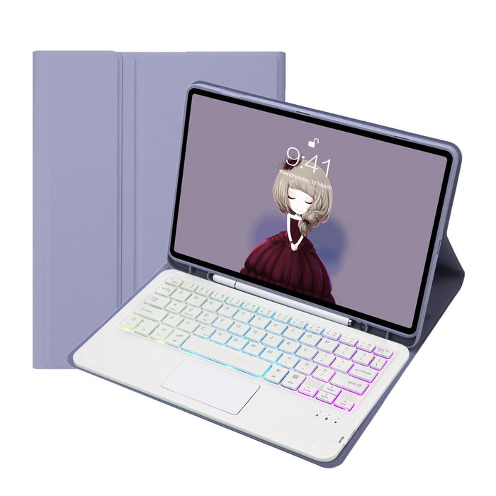 Candy Colour Backlight Bluetooth Keyboard Leather Tablet Case