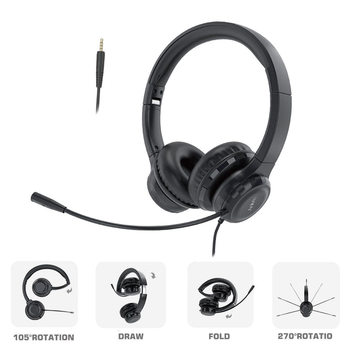 3.5Mm Wired Headset With Mic Black
