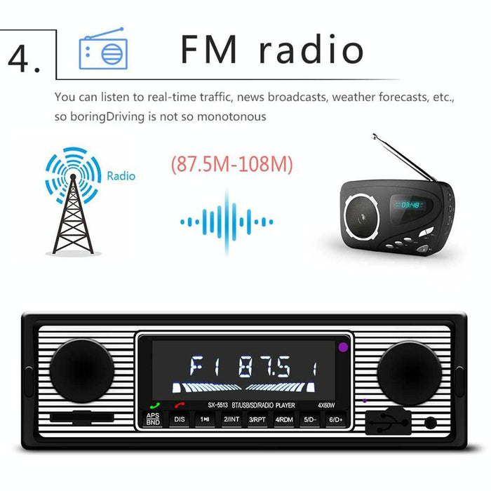 12V Car Mp3 Player With Bluetooth Fm Tf U Disk - Sx-5513