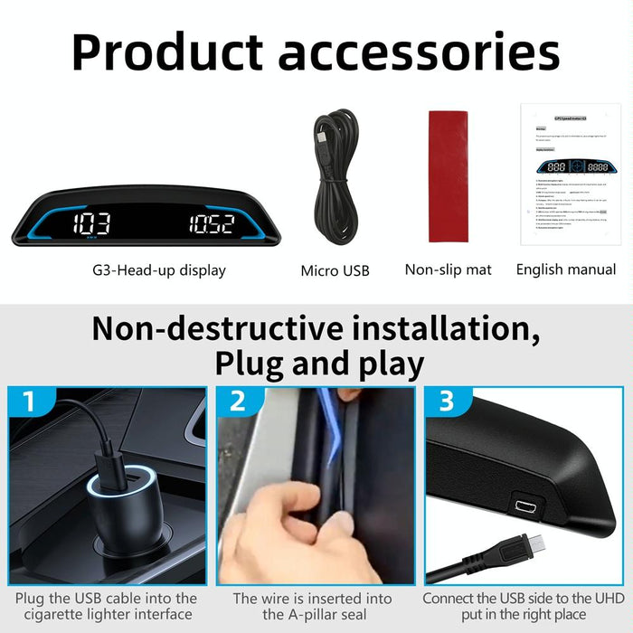 5.5 Inch Car Hud Display Gps Speed Alarm & Odometer