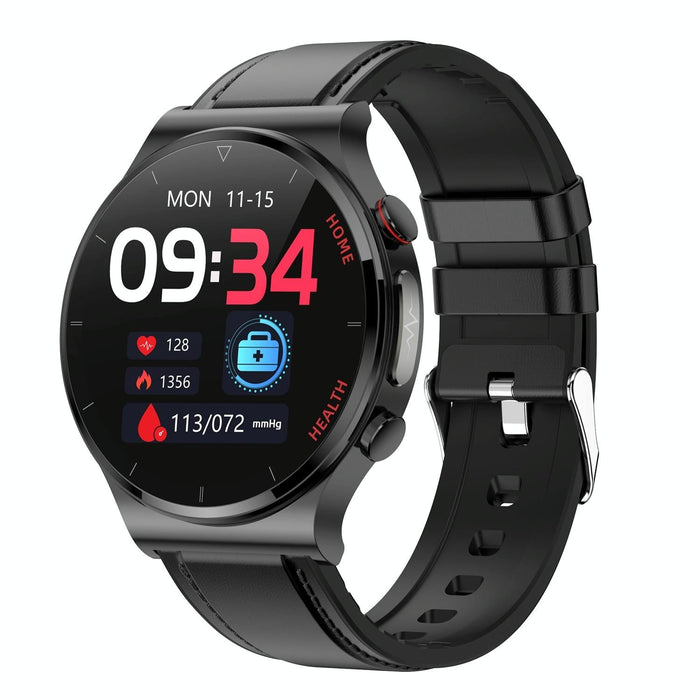 1.32 Inch Screen Leather Watch Strap Smart Health Watch Supports Body Temperature Monitoring Ecg Monitoring Blood Pressure