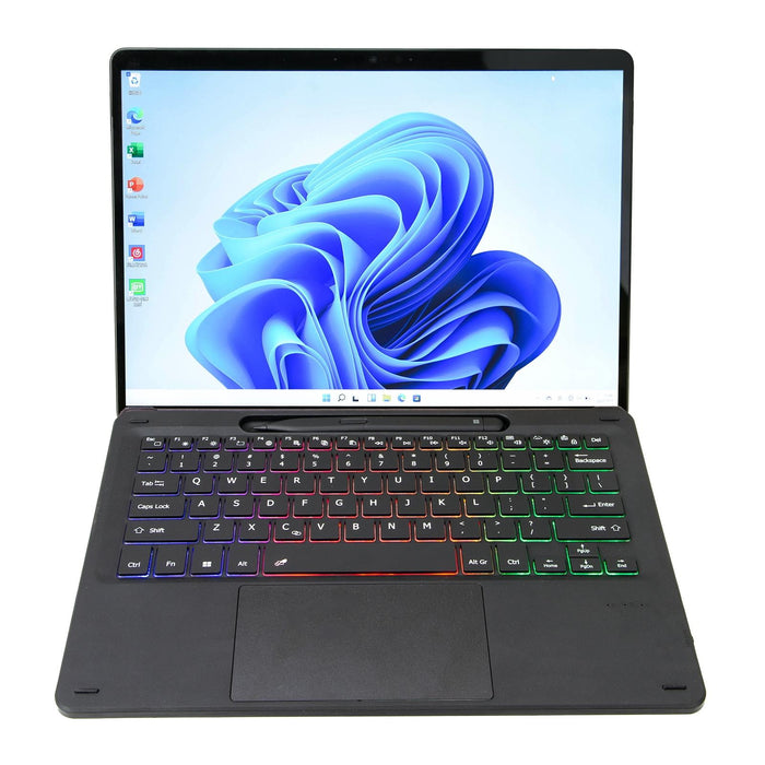 For Microsoft Surface Pro 8 / Pro X Kf17S Tri-Colour Backlit Touch Bluetooth Keyboard