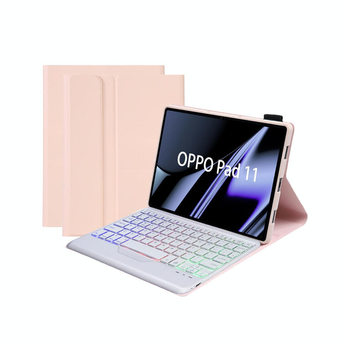For Oppo Pad 11 Inch Lambskin Texture Ultra-Thin Bluetooth Keyboard Leather Case With Backlight