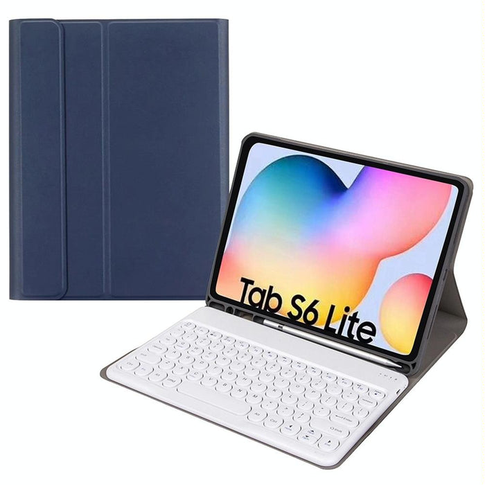 For Samsung Galaxy Tab A7 10.4 2020 Round Cap Bluetooth Keyboard Leather Case With Pen Slot Without Touchpad