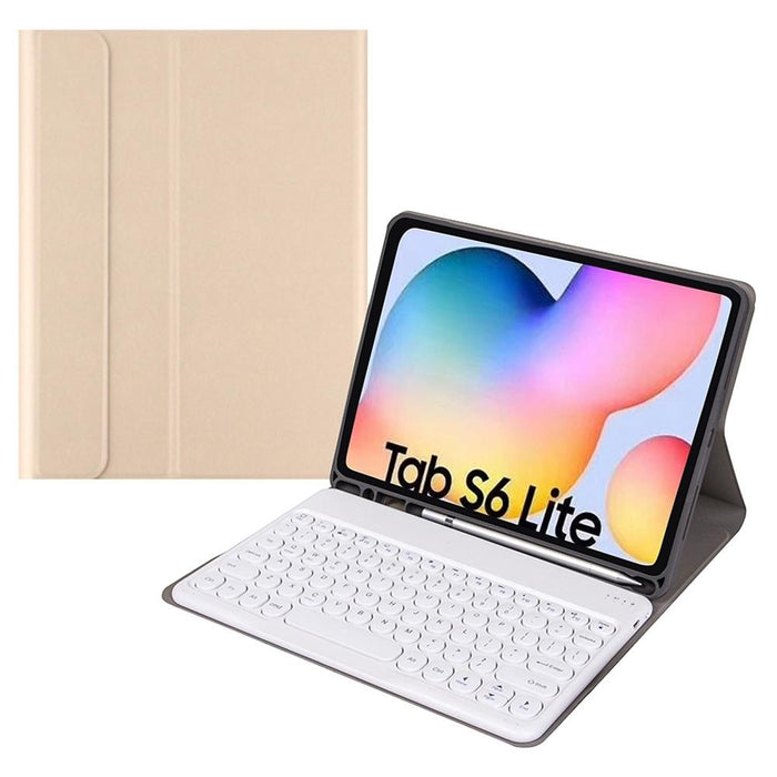 For Samsung Galaxy Tab A7 10.4 2020 Round Cap Bluetooth Keyboard Leather Case With Pen Slot Without Touchpad