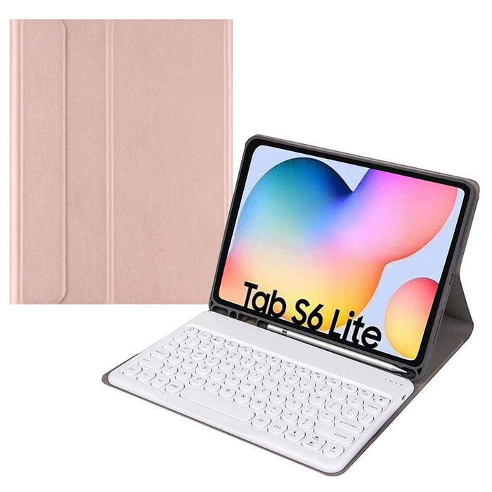 For Samsung Galaxy Tab A7 10.4 2020 Round Cap Bluetooth Keyboard Leather Case With Pen Slot Without Touchpad