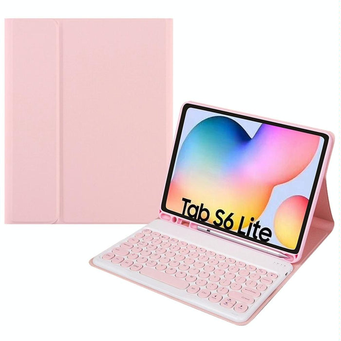 For Samsung Galaxy Tab A7 10.4 2020 Round Cap Bluetooth Keyboard Leather Case With Pen Slot Without Touchpad