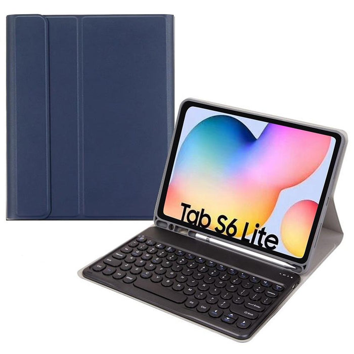 For Samsung Galaxy Tab A7 10.4 2020 Round Cap Bluetooth Keyboard Leather Case With Pen Slot Without Touchpad