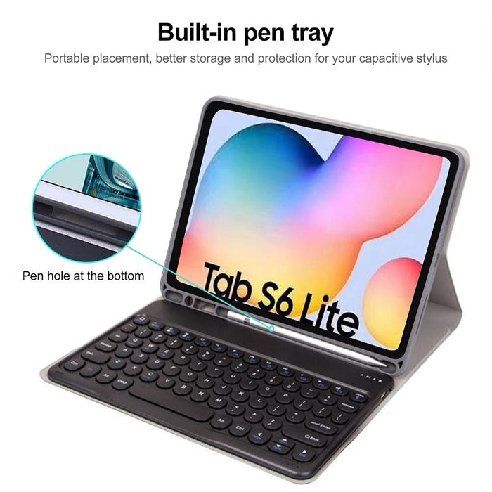 For Samsung Galaxy Tab A7 10.4 2020 Round Cap Bluetooth Keyboard Leather Case With Pen Slot Without Touchpad
