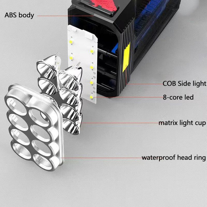 Waterproof Usb Camping Flashlight With 8 Leds