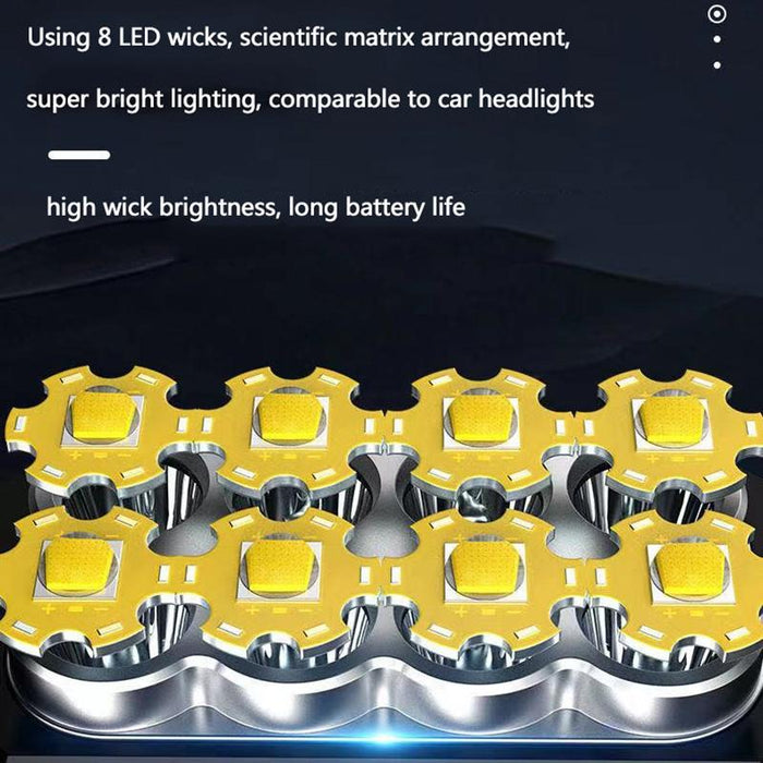 Waterproof Usb Camping Flashlight With 8 Leds