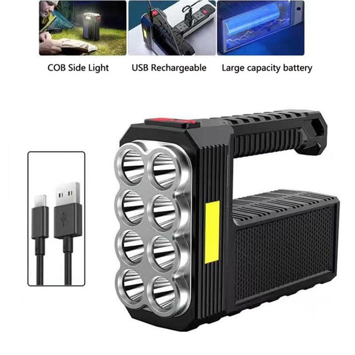 Waterproof Usb Camping Flashlight With 8 Leds