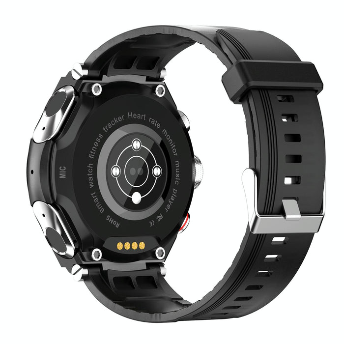 1.28 Inch Ips Touch Screen 2 In 1 Bluetooth Headset Smart Watch With Heart Rate Monitoring & Music
