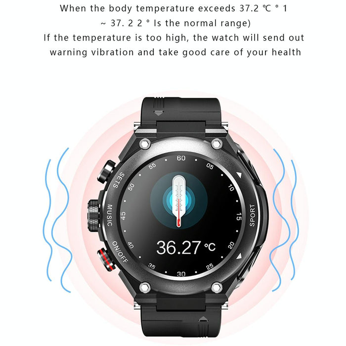 1.28 Inch Ips Touch Screen 2 In 1 Bluetooth Headset Smart Watch With Heart Rate Monitoring & Music