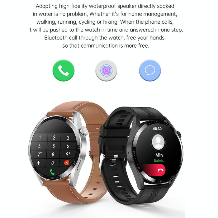 1.36 Inch Round Screen Bluetooth Smart Watch With Leather Strap