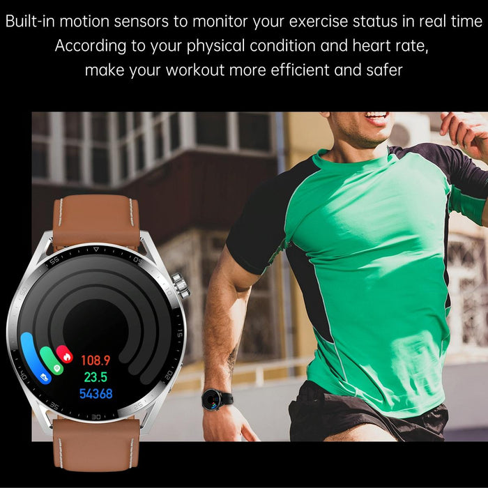 1.36 Inch Round Screen Bluetooth Smart Watch With Leather Strap