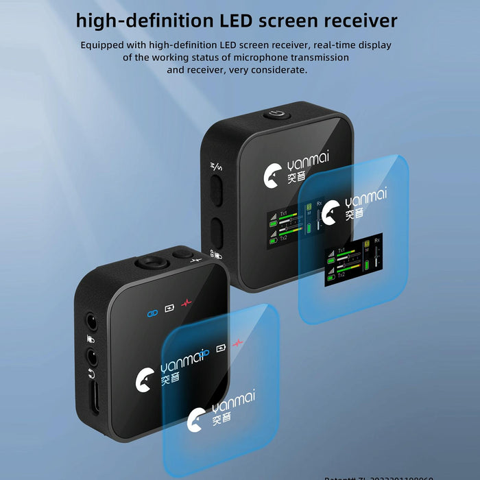 2-In-1 Wireless Lavalier Microphone With Led Display