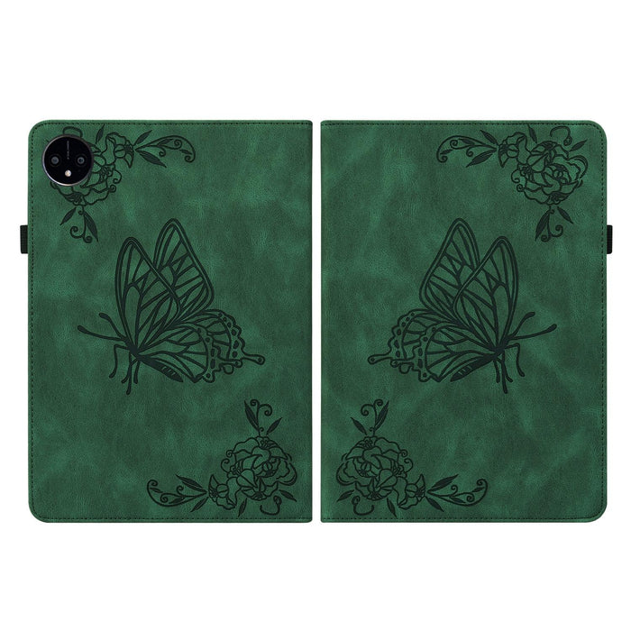 Embossed Leather Tablet Case With Butterfly Flower Design