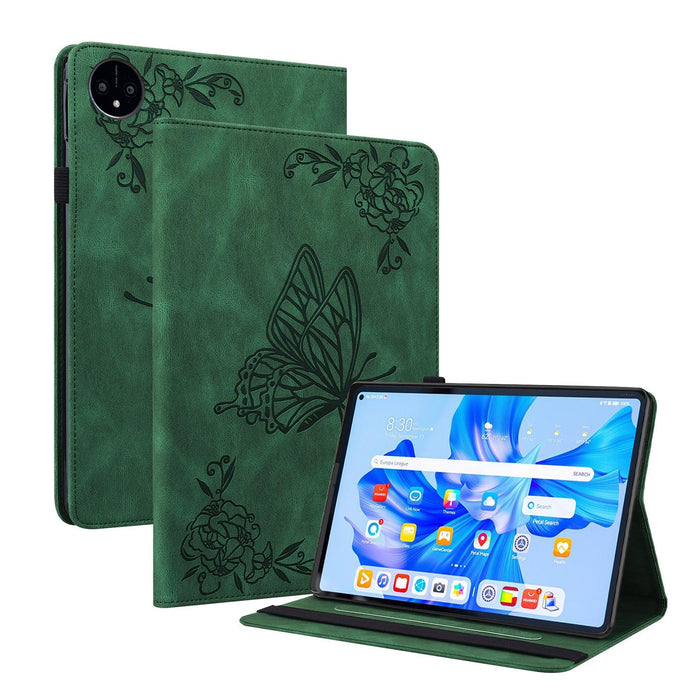 Embossed Leather Tablet Case With Butterfly Flower Design