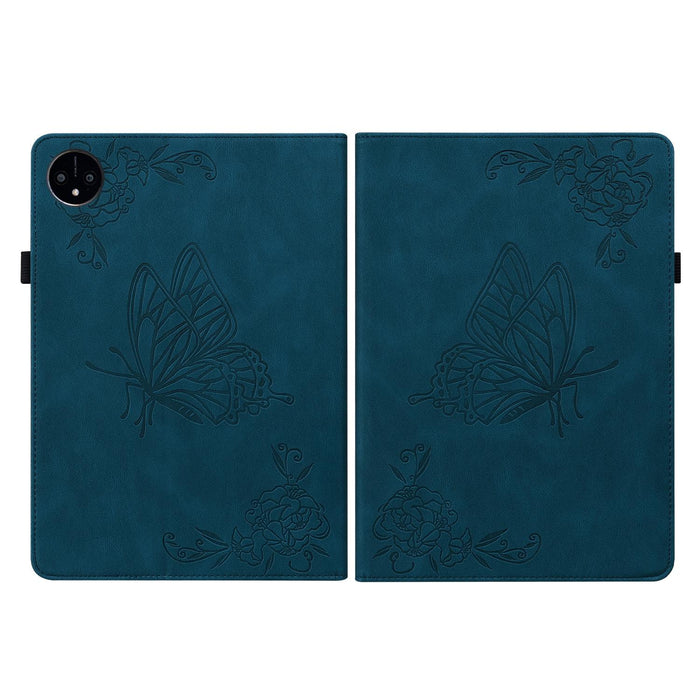Embossed Leather Tablet Case With Butterfly Flower Design