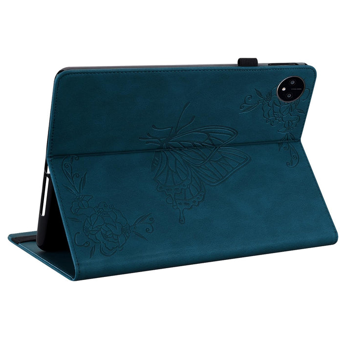 Embossed Leather Tablet Case With Butterfly Flower Design