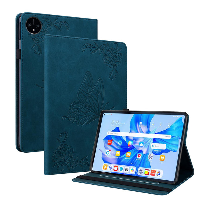 Embossed Leather Tablet Case With Butterfly Flower Design