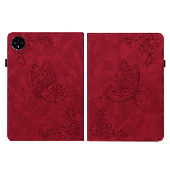 Embossed Leather Tablet Case With Butterfly Flower Design