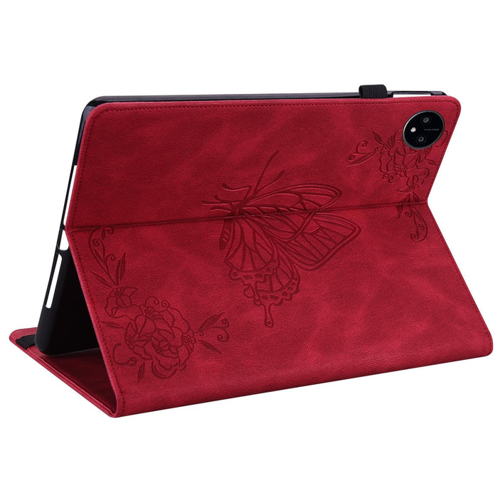Embossed Leather Tablet Case With Butterfly Flower Design