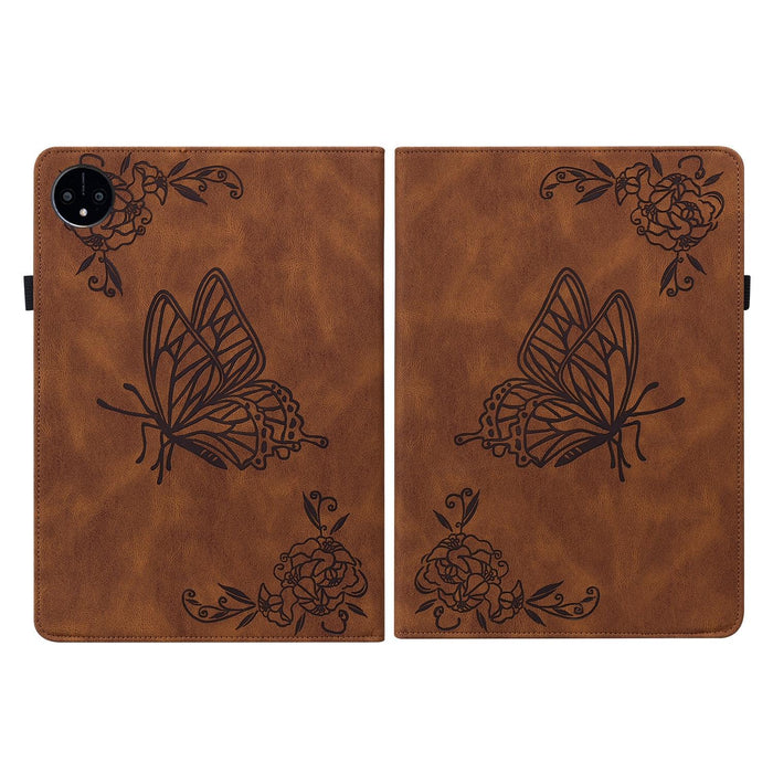 Embossed Leather Tablet Case With Butterfly Flower Design