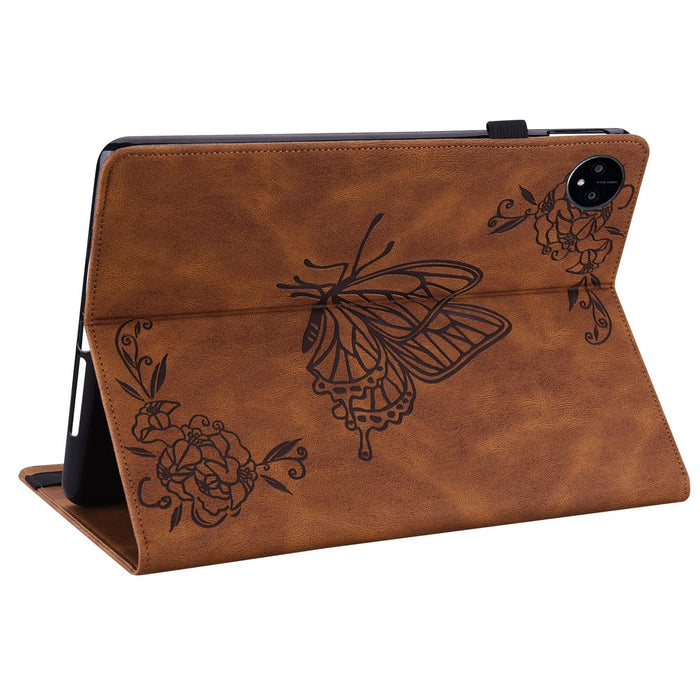 Embossed Leather Tablet Case With Butterfly Flower Design