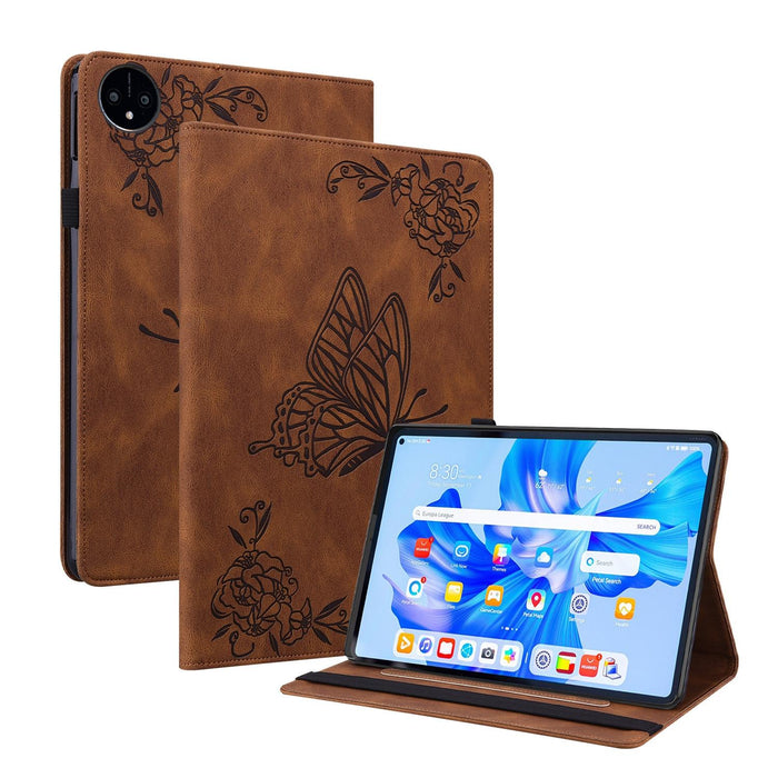 Embossed Leather Tablet Case With Butterfly Flower Design